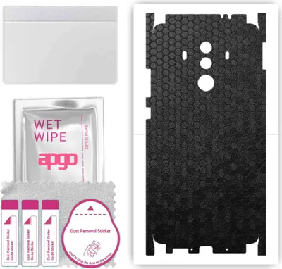 Produktbild von apgo Rückseite + Seiten Schutzfolie, Skin, kompatibel mit Huawei Mate 10 Pro, Hinten Displayschutzfolie aus Vinylfolie, kratzfest, einfache Montage - Schwarze Honigwabe