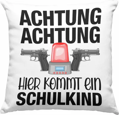 Produktbild von Trendation - Einschulung Junge Achtung Schulkind Geschenk für Schultüte Füllung Deko-Kissen mit Füllung 40x40 Schulstart 1. Schultag Schuleinführung Schulanfang Geschenkidee 2022 (Grün)