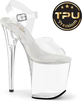 Produktbild von FLAMINGO-808PREM Pleaser Damen High Heels Pole Dance Plateausandaletten klar TPU