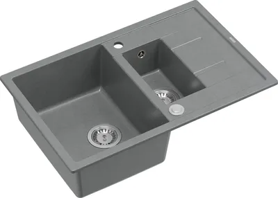 Produktbild von QUADRON Spülbecken 1,5-Becken Spüle | Größe: 78 x 50 x 22 cm | MORGAN 156 | Küchenspüle Granitspüle aus GraniteQ mit Siphon | Grau & Stahl