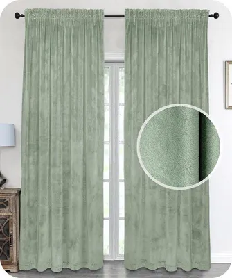 Obrázek produktu pro Záclona Unyqoos® z veluru, s volánovou páskou a průchodkou na tyč, světle zelená, 140 x 145 cm, 100% polyester, převážně nepropouští světlo, lze prát do 30°C