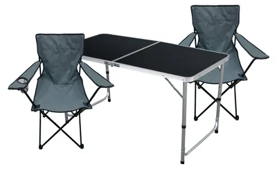 3-teiliges Campingmöbel Set Tisch + 2 Campingstühle + Tasche Outdoor