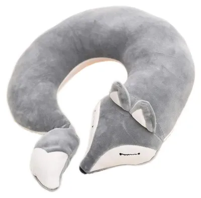 Produktbild von Omgoods – Reisekissen in U-Form mit Fuchs-Motiv, aus Plüsch – Ergonomisch und komfortabel