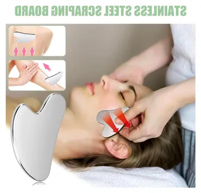 Produktbild von Edelstahl Gua Sha – Doppelkinnverkleinerer und Massagegerät für Gesicht und Körper