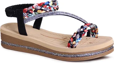 Produktbild von topschuhe24 2776 Damen Glitzer Plateau Sandalen Riemchen Sandaletten, Farbe:Schwarz, Größe:40 EU