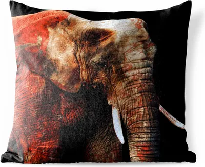 Produktbild von MuchoWow® Outdoor Kissen - Elefant - Rot - Zähne - 45x45 cm - Wetterfest - Lounge Kissen - Fotokissen - Dekoratives Kissen