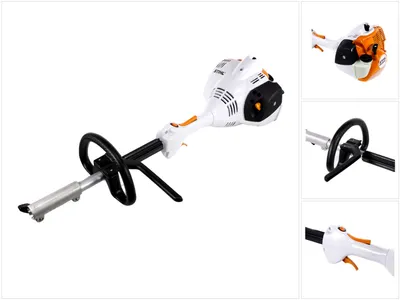 A white and orange STIHL KombiMotor is shown against a white background.