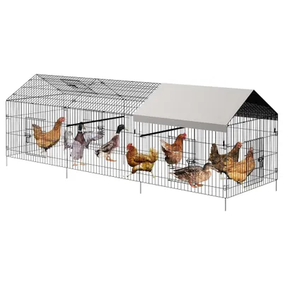 Zdjęcie produktu dla Metalowy Kurnik 330 X 102 X 102 Cm Wybieg Dla Kur Do Ogrodu Przenośna Klatka Dla Drobiu Na Zewnątrz Do Podwórka I Gospodarstwa