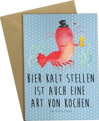 Produktbild von Mr. & Mrs. Panda babykarte Hummer Weizen - Blau Pastell - Geschenk, hochzeitskarten, osterkarte, Wirtschaft, osterkarten, Gasthaus, einladungskarten, Grußkarten, Meer