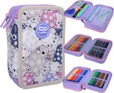 Produktbild von Federmäppchen mit Zubehör Coolpack Jumper 3 weißer Hase Ausrüstung Federtasche