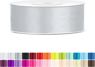 Produktbild von Satinband 25mm Silber - 25 Meter Rolle Geschenk- & Schleifenband