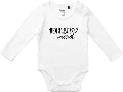 Produktbild von Huuraa Baby Body Niederlausitz verliebt 80 White  Baumwolle Fairtrade Langarmbody Geschenkidee