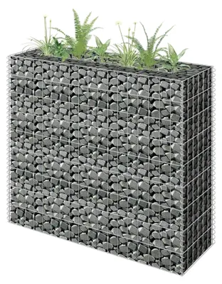 Produktbild von Gabionen-Hochbeet aus verzinktem Stahl 90×30×90 cm, Pflanzkübel, Kräuterbeet, Hochbeete-Set, Pflanztrog, Vertikalbeet, Pflanzgefäße