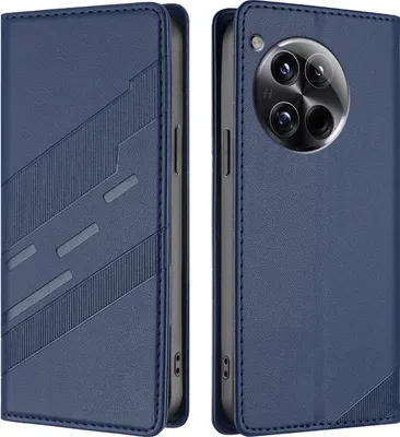 Image de Etui pour OnePlus 12, étui portefeuille en cuirPolyuréthaneavec fente pour cartes et fonction stand Blau