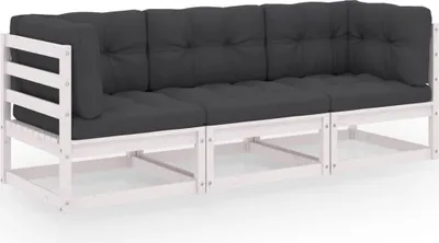 Produktbild von 3-Sitzer-Gartensofa mit Kissen Kiefer Massivholz