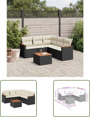 Produktbild von The Living Store 6-tlg. Garten-Sofagarnitur mit Kissen Schwarz Poly Rattan