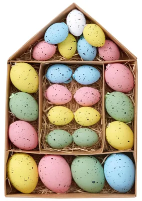 Imagen del producto de Huevos decorativos: 25 unidades de coloridas decoraciones colgantes