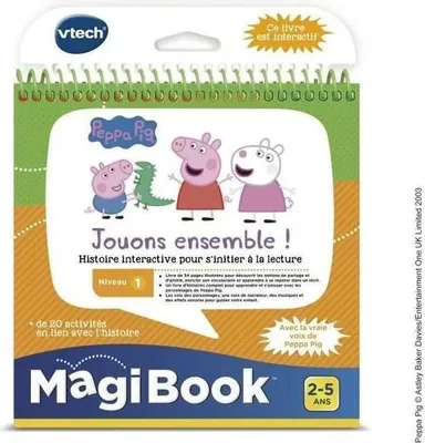 Zdjęcie produktu dla Magibook Interaktywna Książka Peppa Pig, Poziom 1, VTECH, Edukacyjna, 2-5 Lat, 32 Ilustrowane Strony