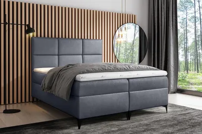 Obrázok produktu pre Dizajnová čalúnená posteľ Fiza s úložným priestororm šedá 180 x 200 + topper zdarma