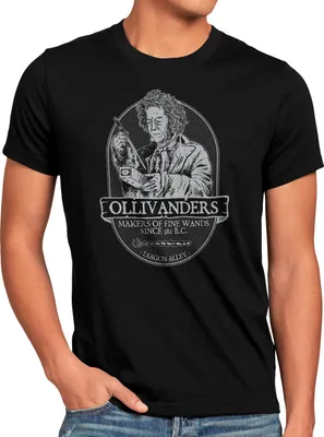 Produktbild von BaumwolleCloud Ollivanders Zauberstäbe Herren T-Shirt eule harry zauberstab besen zauberschule