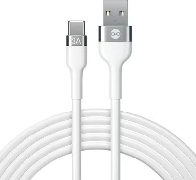 Image de Câble de charge et de transfert de données Forever Flexible, USB vers USB-C, 1 m, 100 W, 3 A, blanc