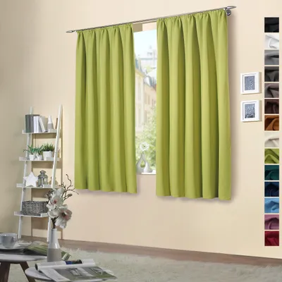Produktbild von heimtexland ® 2 Stück Thermo Verdunkelungsvorhänge Sonnenschutz Kälteisolierung Verdunkelungsgardinen Kräuselband Vorhang Typ139 Grün HxB 175 x 135 cm