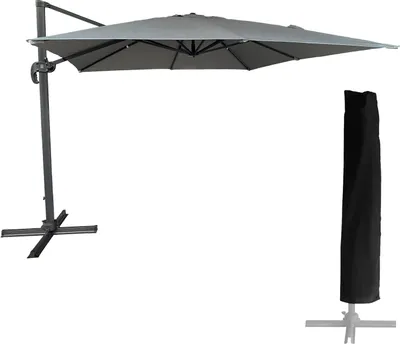 Image de Parasol déporté MOLOKAI carré 3x3m gris + housse