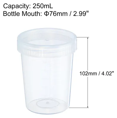 Produktbild von 250mL Probenbecher mit Deckel 2Pack Urinbecher mit Schraubverschluss Probebeh?lter Lecksicher Klar