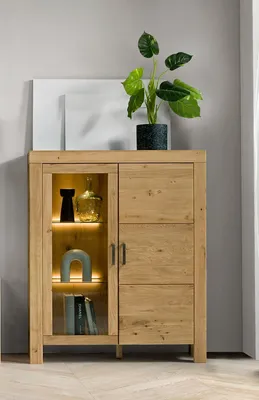 Produktbild von Vitrine mit 2 Türen 112 cm Eiche teilmassiv Andria
