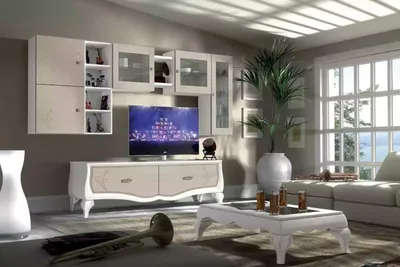 Produktbild von Wohnwand Wohnzimmer Luxus Set Vitrine Lowboard Wandregal TV 5 tlg. Neu
