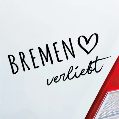 Produktbild von Auto Aufkleber Bremen verliebt Herz Stadt Heimat Liebe Car 19x8 cm Schwarz Glanz Sticker Heckscheibenaufkleber