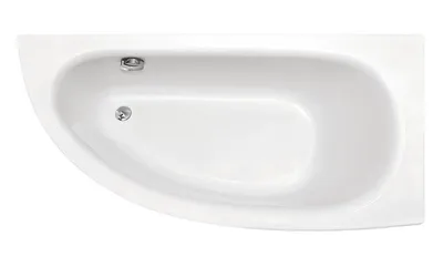 Produktbild von Badewanne - Asymetrisch MILENA  150X70 cm RECHTS mit  Ablaufgarnitur und Füßen ( ohne Schürze)