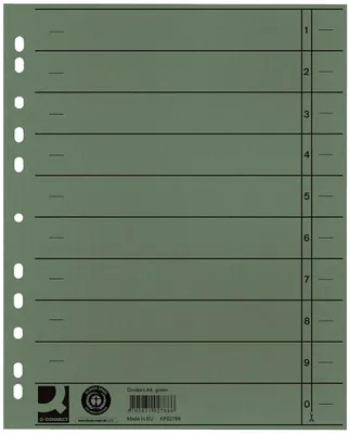 Immagine prodotto di Q-Connect® KF02788 Fogli divisori colorati passanti - A4 extra larghi, verde, 100 pezzi