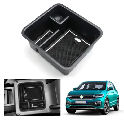 Immagine prodotto di Contenitore portaoggetti per console centrale, compatibile con VW T-Cross dal 2018 al 2025, in ABS, colore bianco