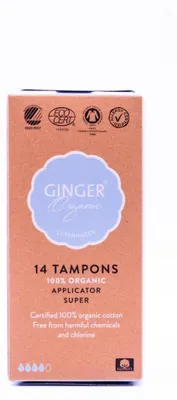 Productafbeelding van Ginger Organic Tampon super met applicator (14 stuks)