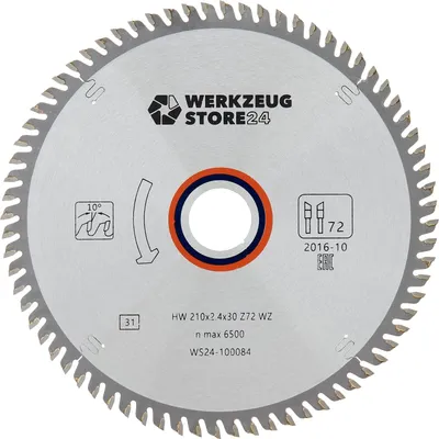 Image de WS24 HM Lame de scie circulaire bois 210 x 2,4 x 30 WZ72 - WS24-100084