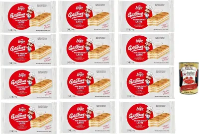 Produktbild von Lago 1968, Le Merende di Gastone Pan Brioche al Latte 12x 135 g, Kuchen Snacks mit natürlichem Sauerteigmilchcreme, ohne Palmöl + Italian Gourmet polpa 400g