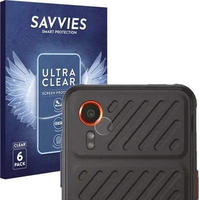 A product shot showing a phone case with a camera protector applied, alongside its packaging.
