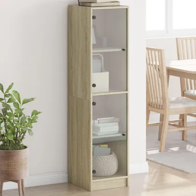 Produktbild von vidaXL Highboard mit Glastüren Sonoma-Eiche 35x37x142 cm