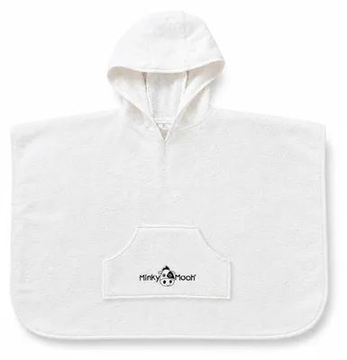 Produktbild von Minky Mooh® Badeponcho für Kinder 1–5 Jahre mit Kapuze – 100% Baumwolle Handtuch Kinder & Kleinkinder 60x70 cm (360 GSM) – Frottee Badetuch Weiß