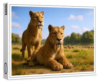 Produktbild von raxxa Premium-Puzzle "Ausgestorben in der Eiszeit - Säbelzahntiger Smilodon fatalis", 1000 Teile
