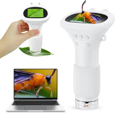 Produktbild von Handy-Mikroskop für Kinder, 200X tragbares Taschenmikroskop, 2,0" IPS-Bildschirm USB Microscope LED Lights -Anschluss an PC（Weiß）