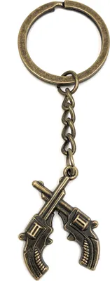 Produktbild von Onwomania Schlüsselanhänger Revolver über Kreuz Bronze Metall Anhänger Charm