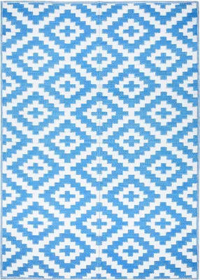 Produktbild von Tapiso Teppich IBIZA Outdoor Weiß Blau Picknick Garten  180 x 270 cm