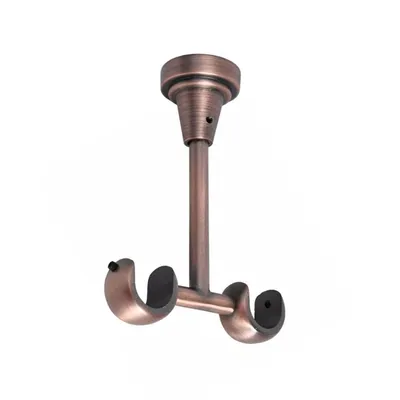 Produktbild von MDEKOR Deckenträger 2-läufig Kupfer Deckenhalter mit Metallmontageplatte für Gardinenstange 19 mm Abstand kürzbar