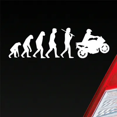 Produktbild von Auto Aufkleber Evolution Motorrad Mopped Bike 15x4,5 cm Weiss Glanz Sticker Heckscheibenaufkleber