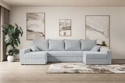 Produktbild von ALTDECOR Ecksofa mit Schlaffunktion und Bettkasten Corner Sofa Eckcouch Couch U-Form universal, links/rechts angeordnet Schlafcouch Ausziehbar Wohnlandschaft  ALESIA-U - 301x140x90cm Grau