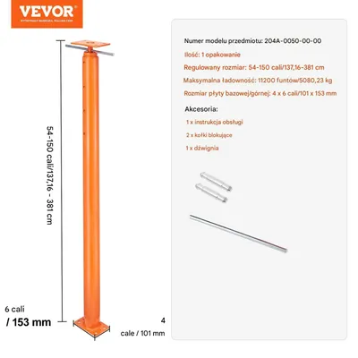 Zdjęcie produktu dla Podpora stropowa regulowana 137-381cm 5T stalowa budowlana