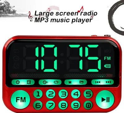 Image de Mini Radio Portable Grand Écran Portable Numérique FM USB TF MP3 Joueur Rechargeable Haut-parleur Rouge