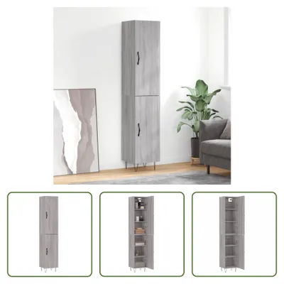 Produktbild von The Living Store Highboard Grau Sonoma 34,5x34x180 cm Holzwerkstoff